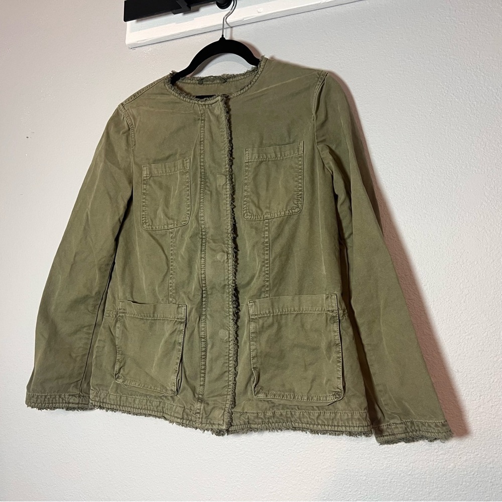 Banana Republic Utility Military Jacket Green Safari Cargo Size Small Petite